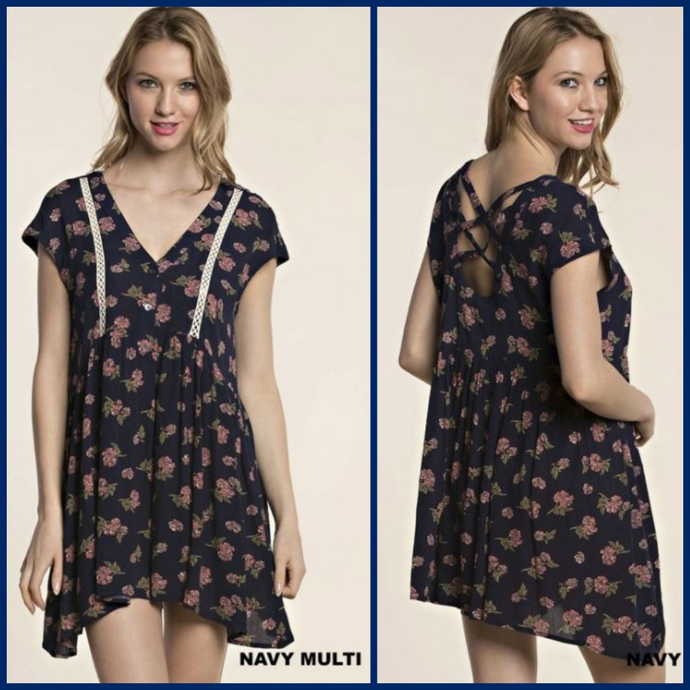 Crisscross Back Detail Floral Dress